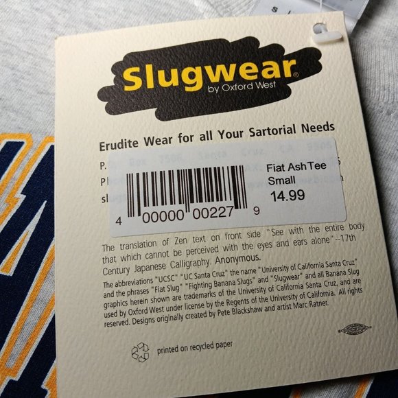 University California Santa Cruz T Shirt S Banana Slug UCSC Vintage NOS Slugwear - Picture 10 of 10